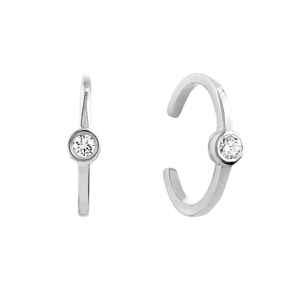 White Gold Bezel-Set 1/20ctw Diamond Ear Cuffs