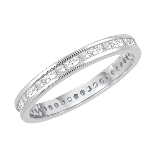 White Gold Channel Set Princess Diamond Eternity Band 1/2ctw