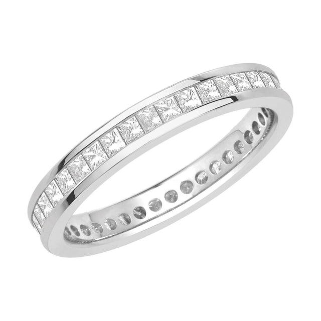 White Gold Channel Set Princess Diamond Eternity Band 1ctw