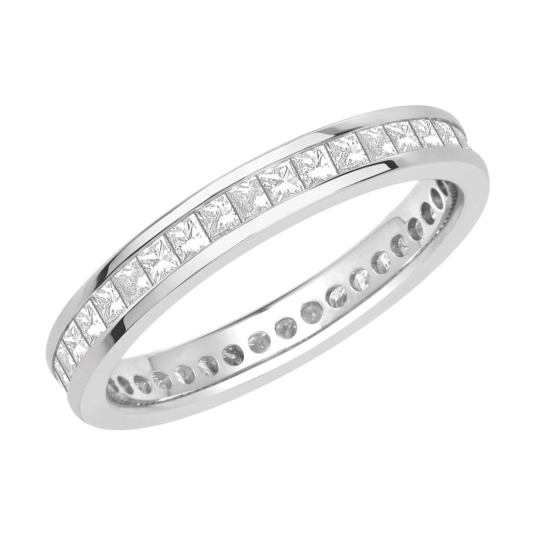 White Gold Channel Set Princess Diamond Eternity Band 1ctw