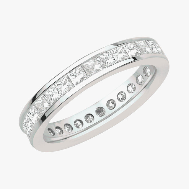 White Gold Channel Set Princess Diamond Eternity Band 2ctw