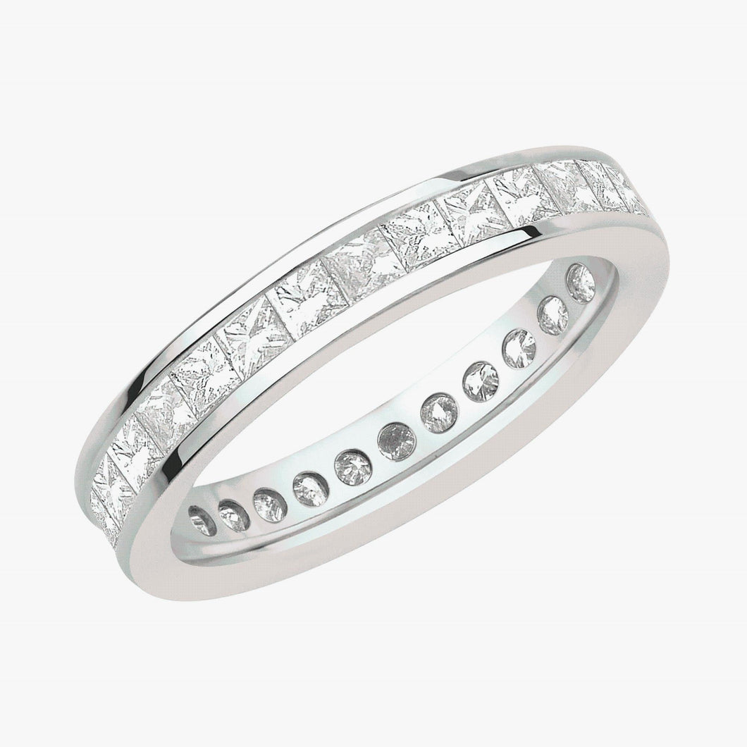 White Gold Channel Set Princess Diamond Eternity Band 2ctw
