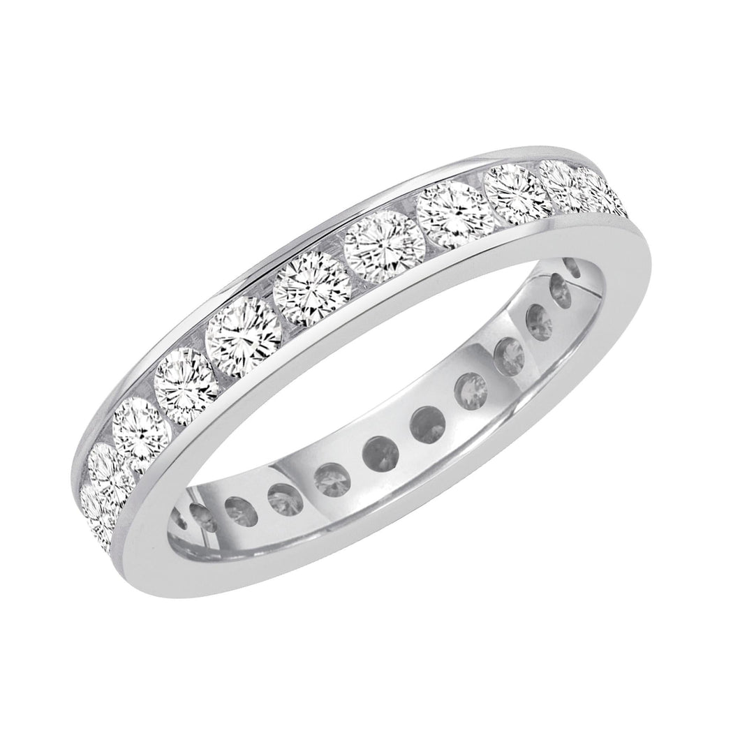 White Gold Channel Set Round Diamond Eternity Band 1 1/2ctw