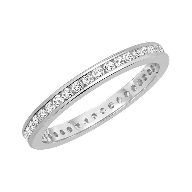 White Gold Channel Set Round Diamond Eternity Band 1/2ctw