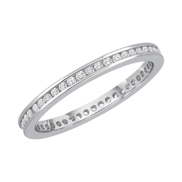 White Gold Channel Set Round Diamond Eternity Band 1/4ctw