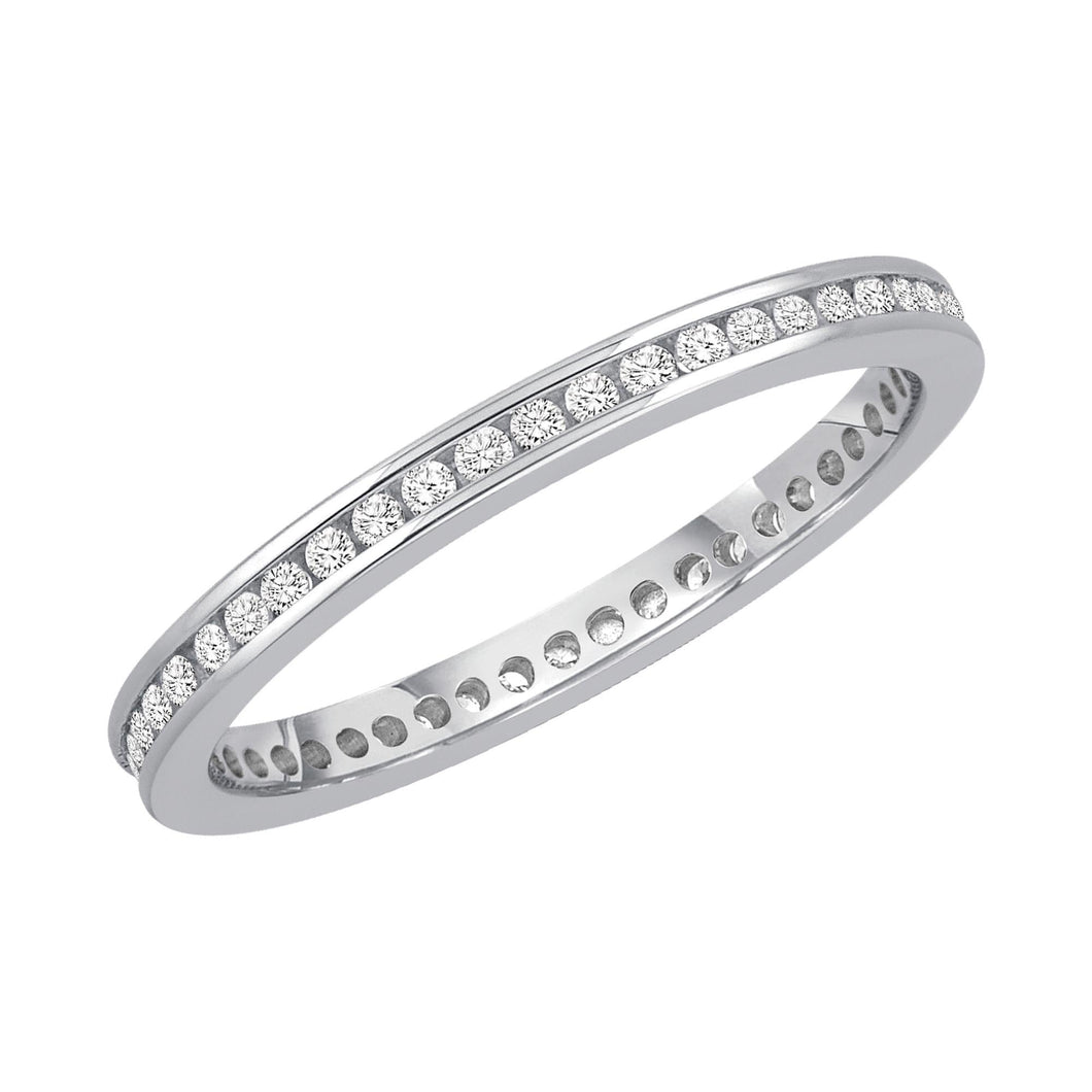 White Gold Channel Set Round Diamond Eternity Band 1/4ctw
