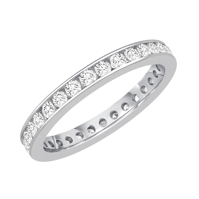 White Gold Channel Set Round Diamond Eternity Band 1ctw