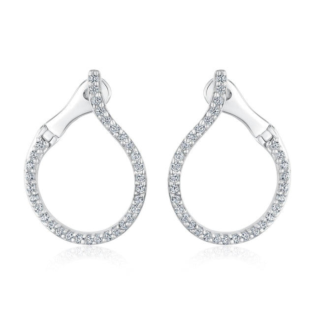 White Gold Diamond Front Back Earrings 1/3ctw
