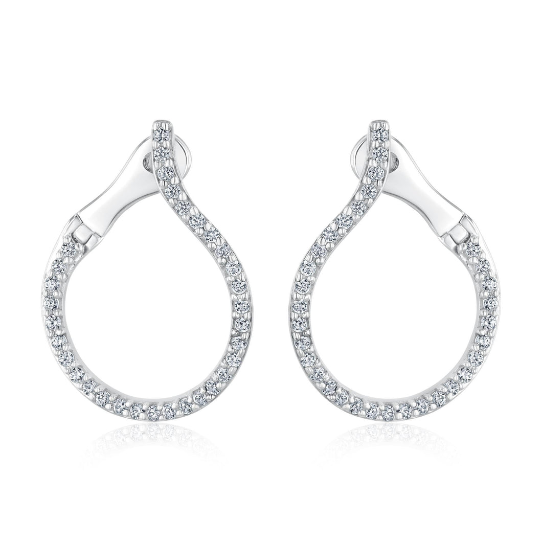 White Gold Diamond Front Back Earrings 1/3ctw