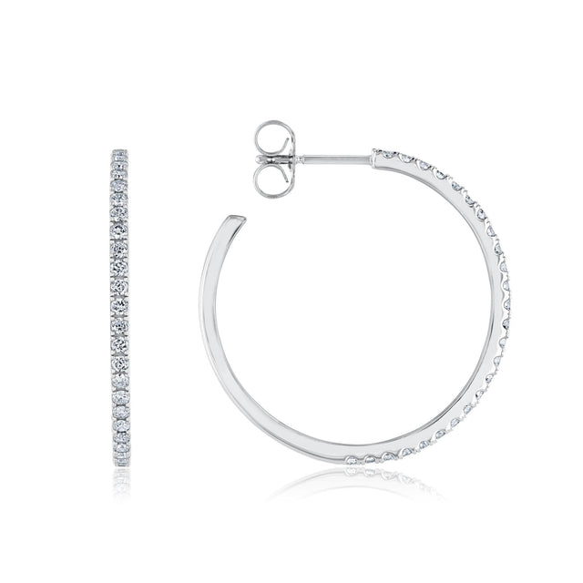 White Gold Diamond Hoop Earrings 1/2ctw