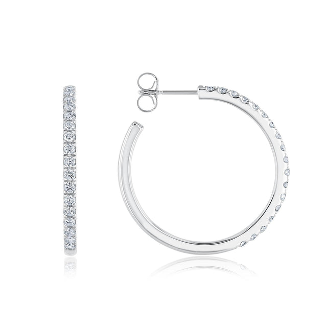 White Gold Diamond Hoop Earrings 3/4ctw