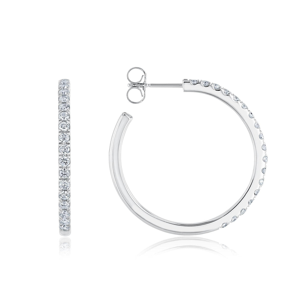 White Gold Diamond Hoop Earrings 3/4ctw