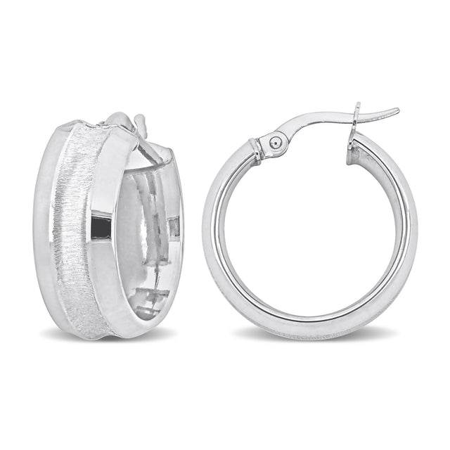 White Gold Hoop Earrings | 20mm