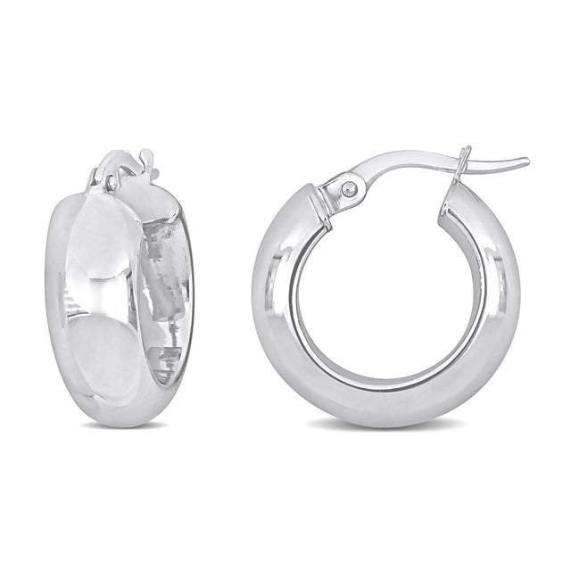 White Gold Huggie Hoop Earrings | 17.5mm