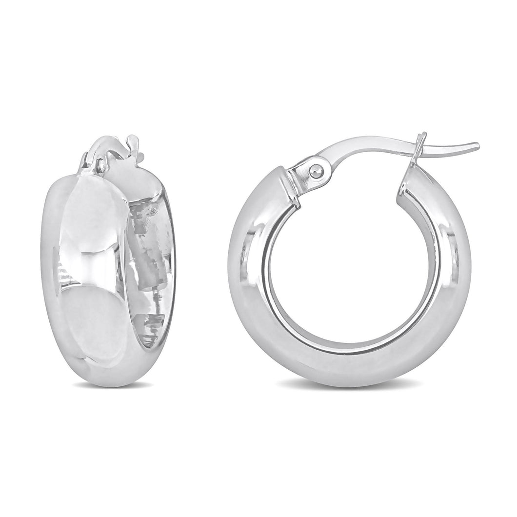 White Gold Huggie Hoop Earrings | 17.5mm