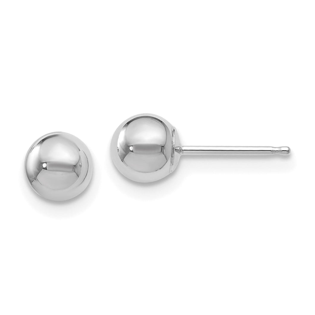White Gold Polished Ball Stud Earrings | 5mm