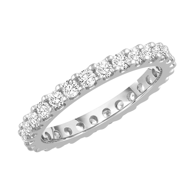 White Gold Prong Set Round Diamond Eternity Band 1ctw