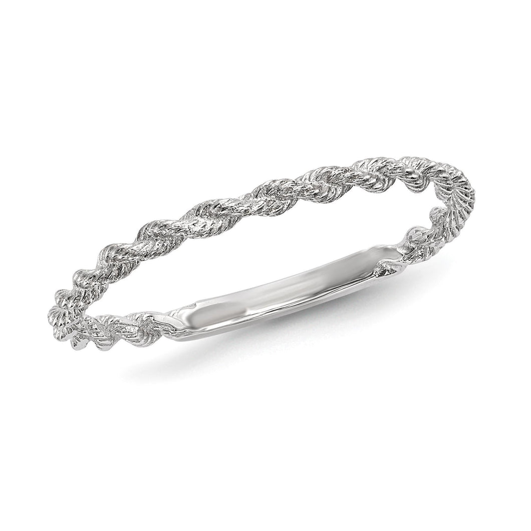 White Gold Rope Band - Size 6