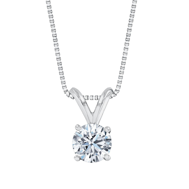 White Gold Round Diamond Solitaire Pendant Necklace 1/2ct