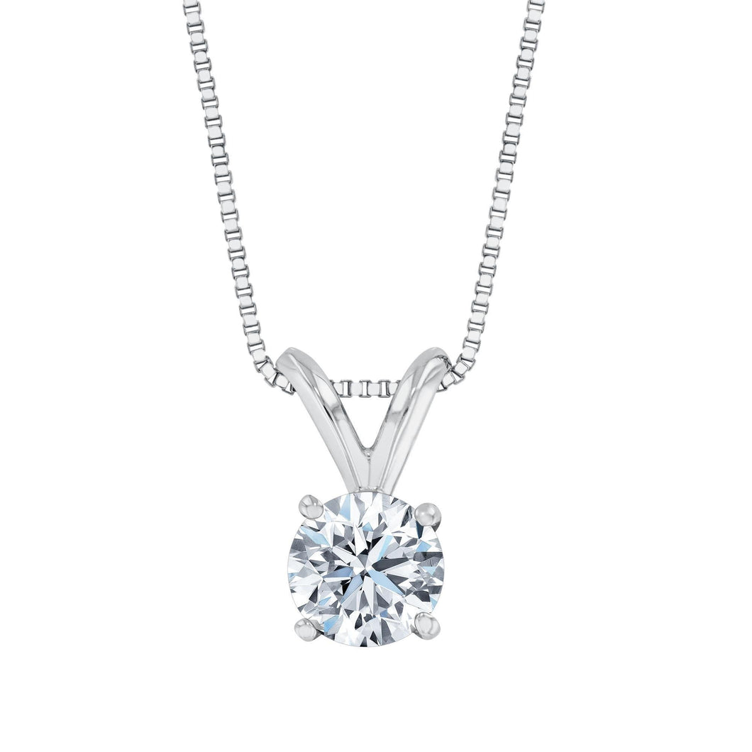 White Gold Round Diamond Solitaire Pendant Necklace 1/2ct
