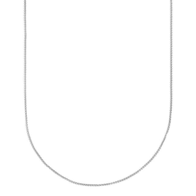 White Gold Solid Adjustable Round Wheat Chain Necklace | 1.05mm