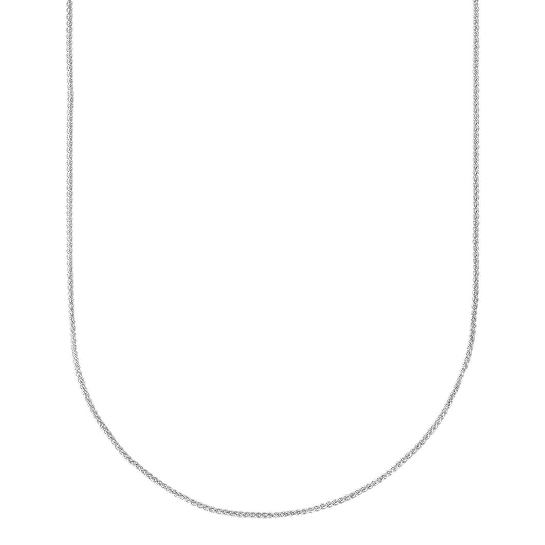 White Gold Solid Adjustable Round Wheat Chain Necklace | 1.05mm