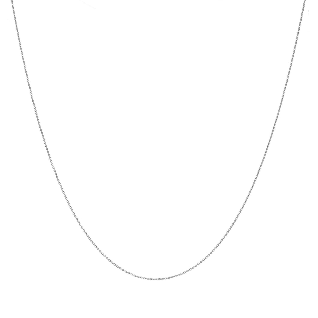 White Gold Solid Diamond Cut Cable Chain Necklace | 0.8mm | 16 inches