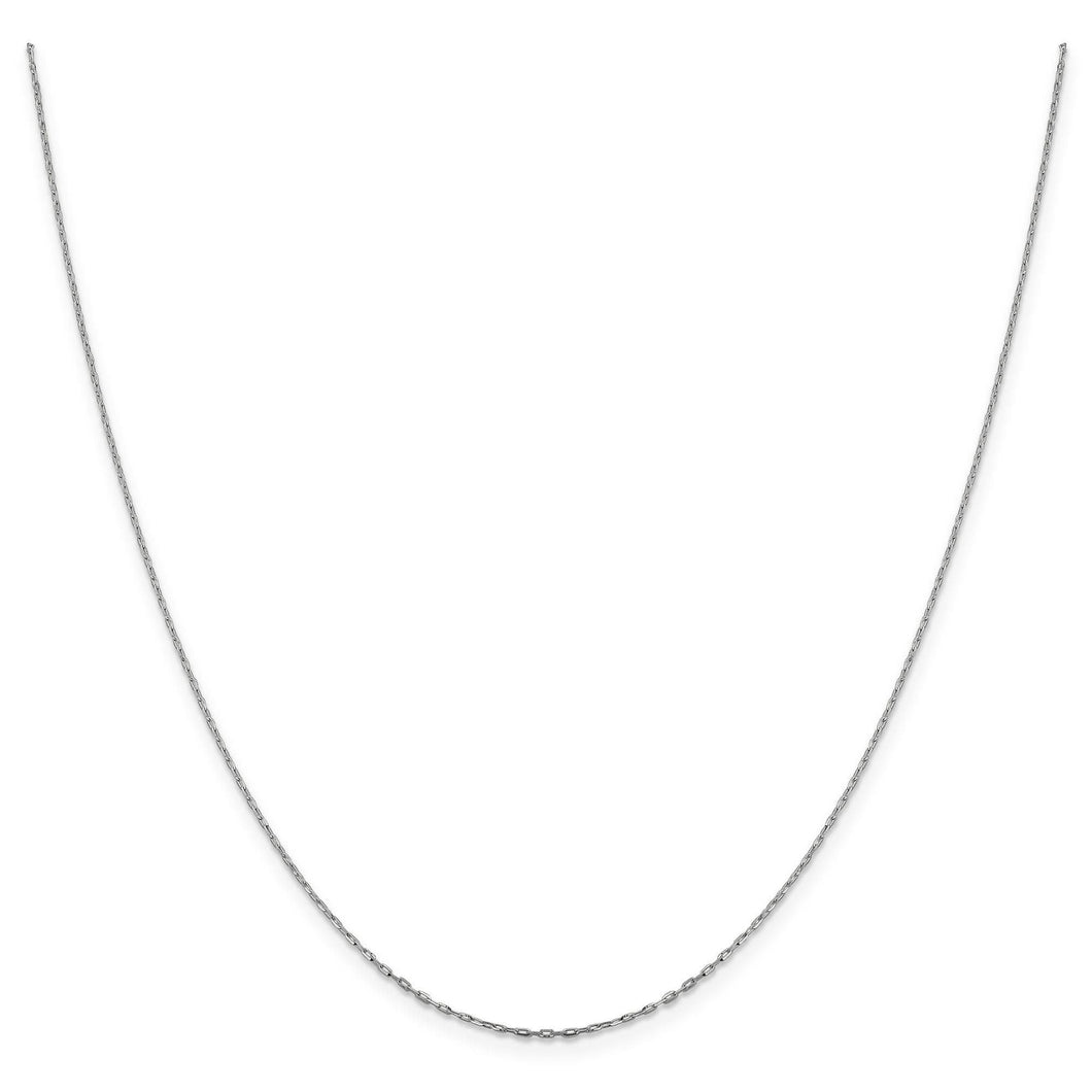 White Gold Solid Open Long Link Cable Chain Necklace | 1mm | 20 Inches