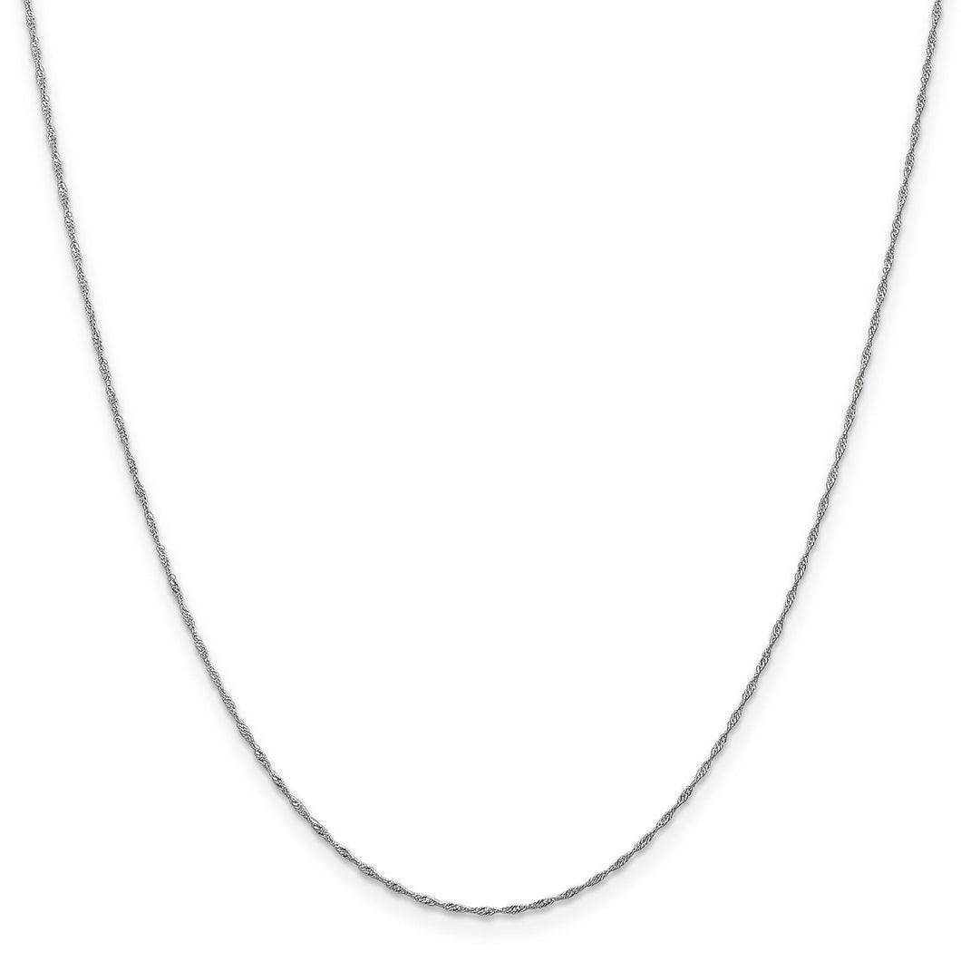White Gold Solid Singapore Chain Necklace | 1mm | 18 Inches