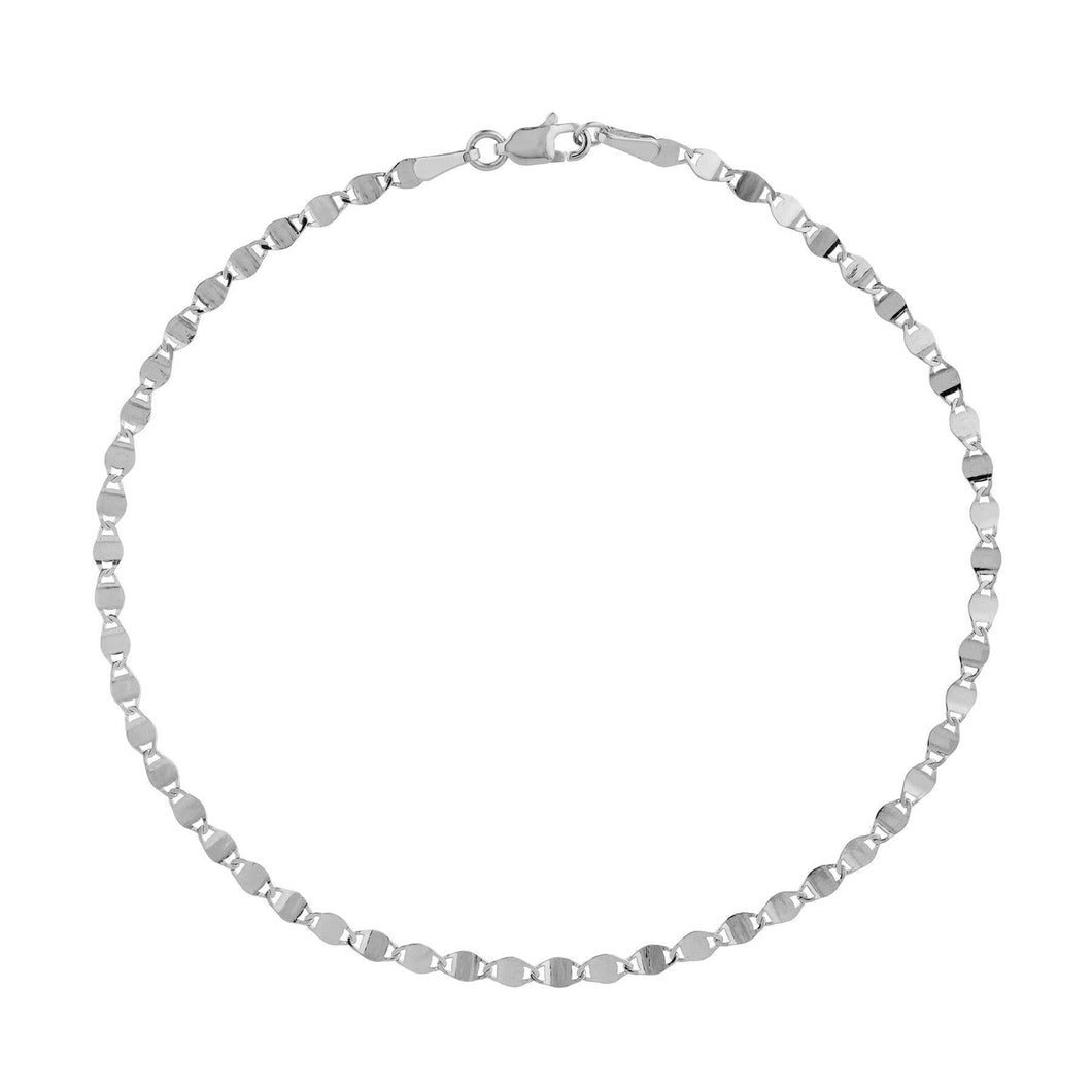 White Gold Solid Valentino Chain Bracelet | 2.7mm