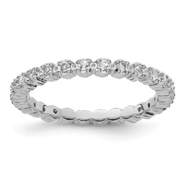 White Topaz Sterling Silver Stackable Eternity Ring | Size 10