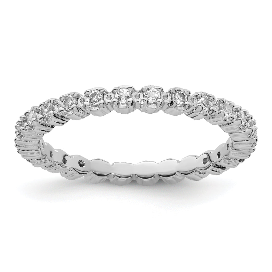 White Topaz Sterling Silver Stackable Eternity Ring | Size 10