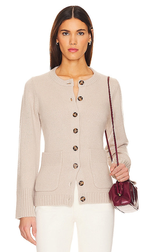 White + Warren Cashmere Luxe Cardigan in Beige - Cardigan de luxe en cachemire White + Warren en beige - 米色白色 + Warren 羊绒奢华开衫 - Weiß + Warren Cashmere Luxe Cardigan in Beige - White + Warren 캐시미어 Luxe 카디건(베이지 색상) - Cardigan Luxe in cashmere bianco + Warren in beige