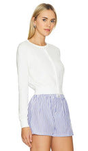 White + Warren Crewneck Button Cardigan in White