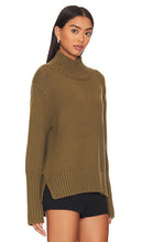 White + Warren High Rib Turtleneck in Olive