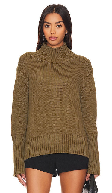 White + Warren High Rib Turtleneck in Olive - Col roulé côtelé haut White + Warren en olive - 白色 + Warren 橄榄色高罗纹高领毛衣 - White + Warren Rollkragenpullover mit hohem Rippenmuster in Oliv - White + Warren 하이 립 터틀넥 올리브 색상 - Dolcevita a coste alte bianco + Warren in verde oliva