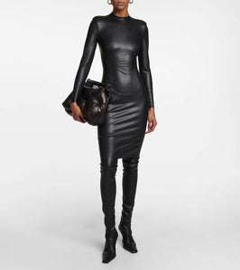 Wolford Faux-leather midi dress