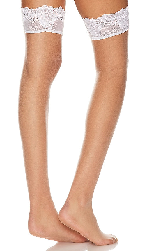 Wolford Nude 8 Lace Stay Up Tights in White