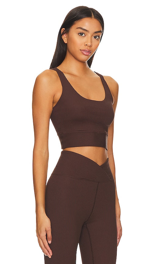 YEAR OF OURS Ribbed Gym Bra in Brown