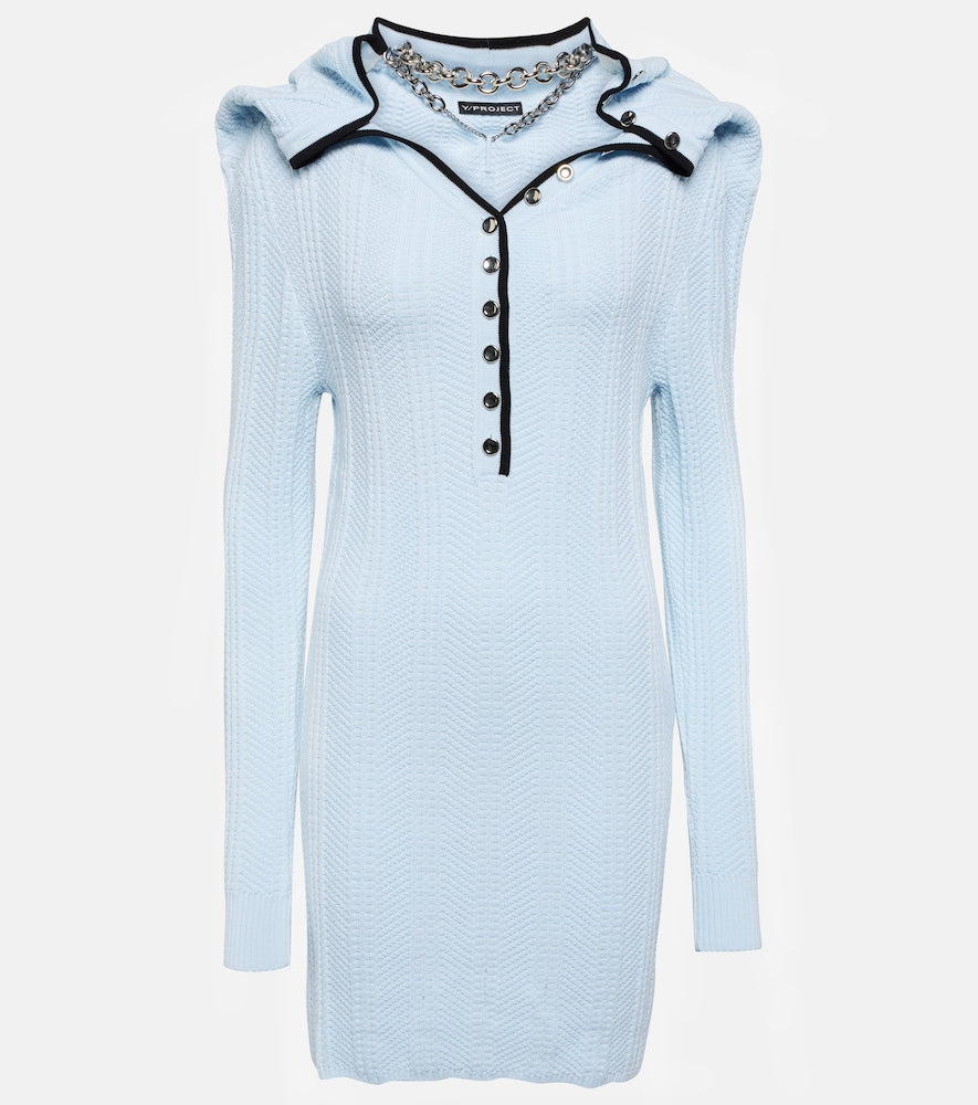 Y/Project Chain-embellished wool minidress. Y/Project 链条装饰羊毛迷你连衣裙