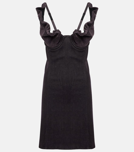 Y/Project Ruffled denim minidress
