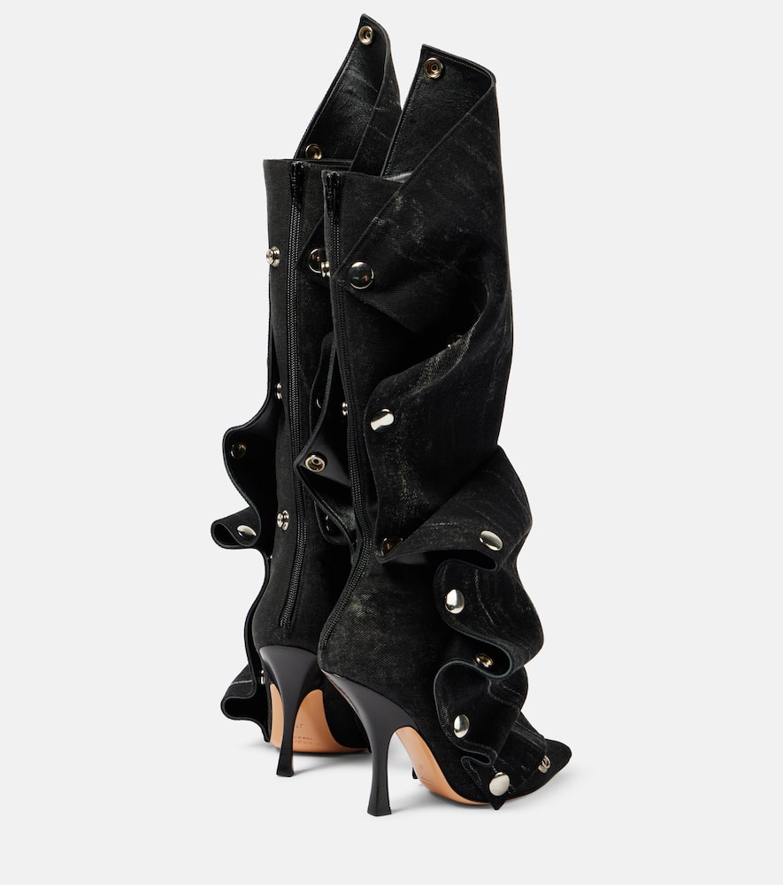 Y/Project Snap denim knee-high boots