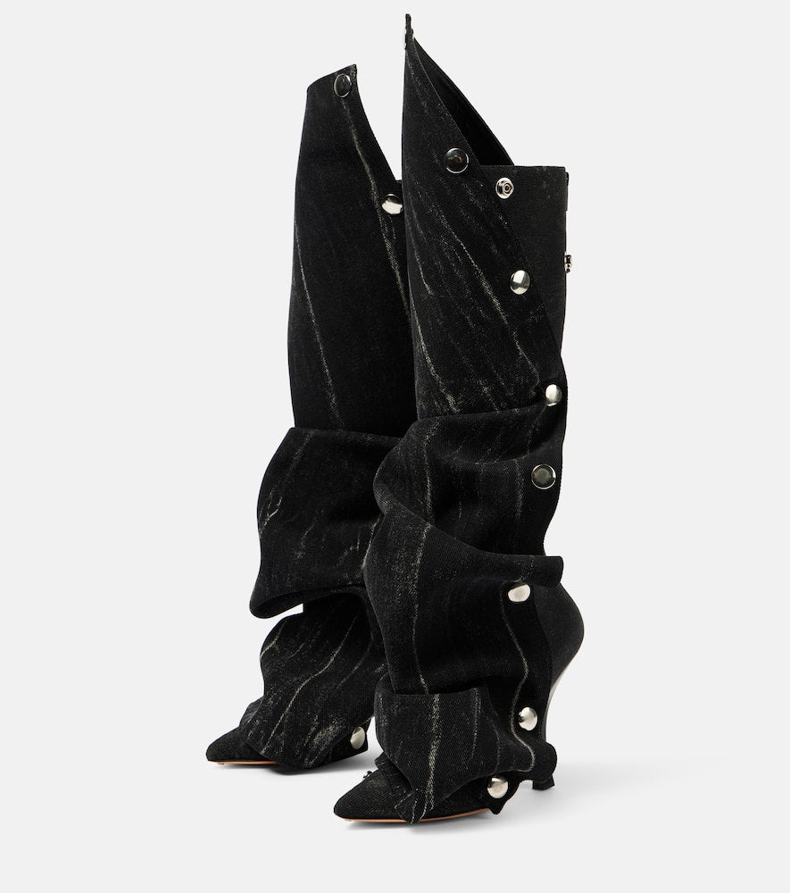 Y/Project Snap denim knee-high boots