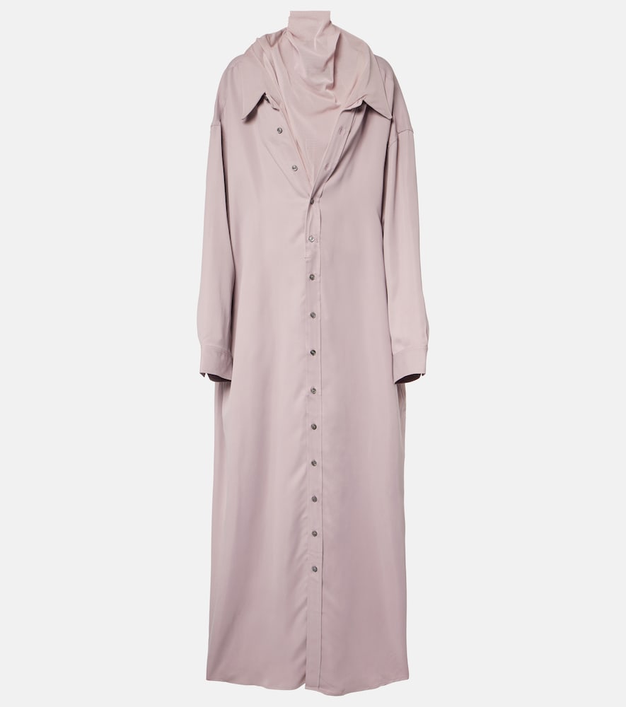 Y/Project Turtleneck mesh-trimmed shirt dress. Y/Project 高领网纱饰边衬衫裙