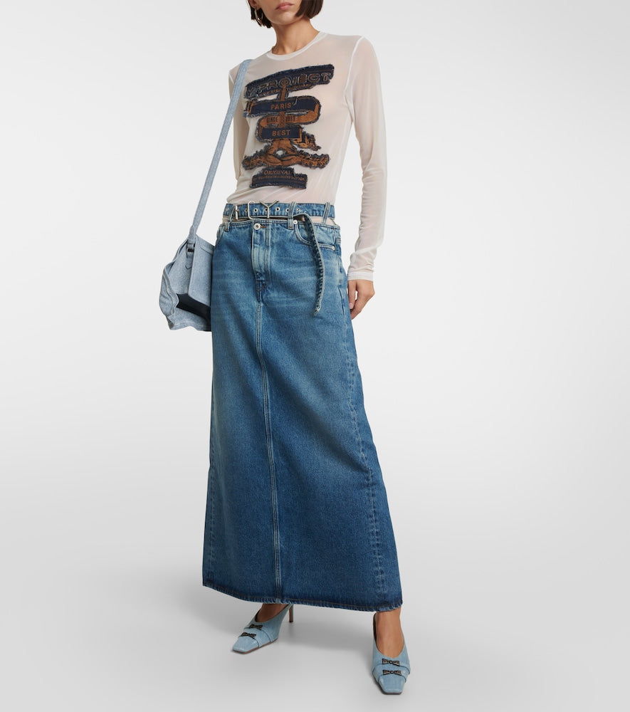 Y/Project Y Belt denim maxi skirt