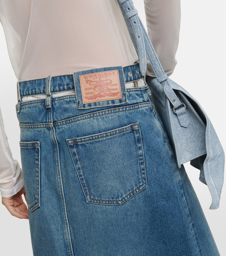 Y/Project Y Belt denim maxi skirt
