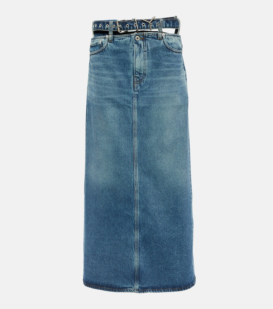 Y/Project Y Belt denim maxi skirt - Y/Project Y 腰带牛仔长裙