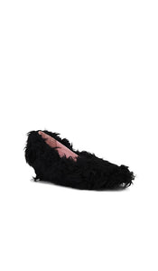 Yuhan Wang Faux Fur Kitten Heels in Black