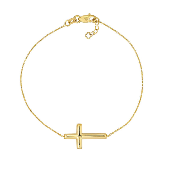 Yellow Gold Adjustable Cross Bracelet