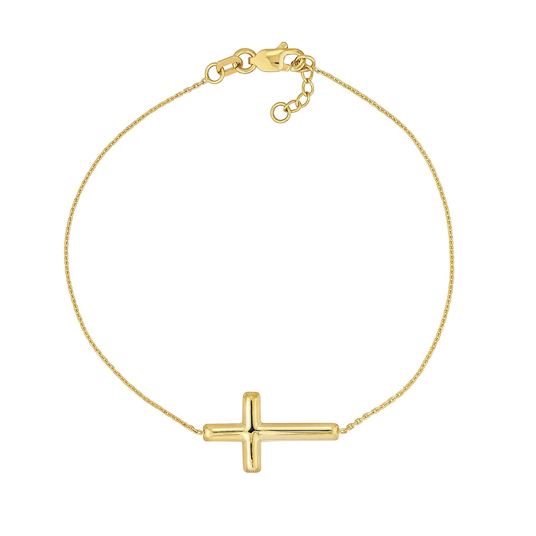 Yellow Gold Adjustable Cross Bracelet